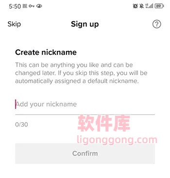 Create nickname设置用户名